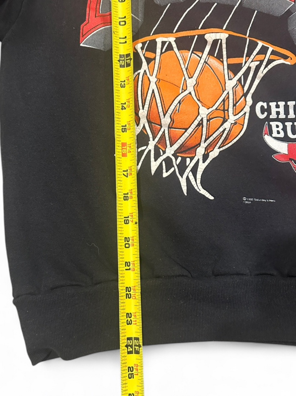 Vintage 90s Black NBA Chicago Bulls Graphic Crewneck Sweatshirt Size Large - Picture 6 of 6